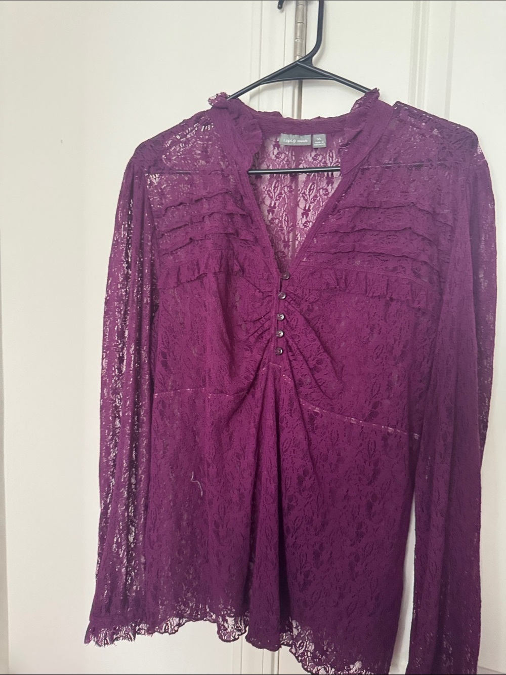 Apt. 9 Purple Lace Long-Sleeve Blouse